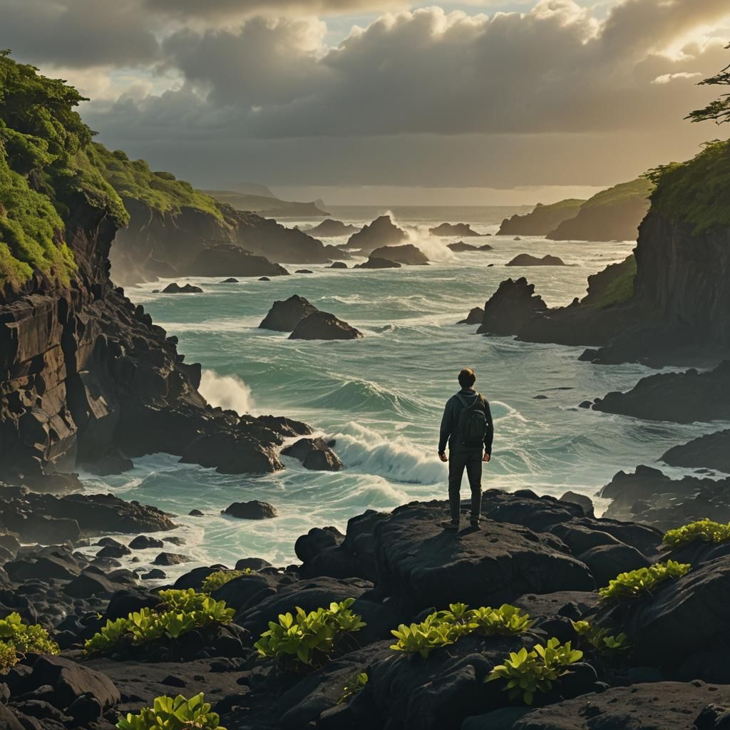 Galapagos Islands Coastline in Golden Hour