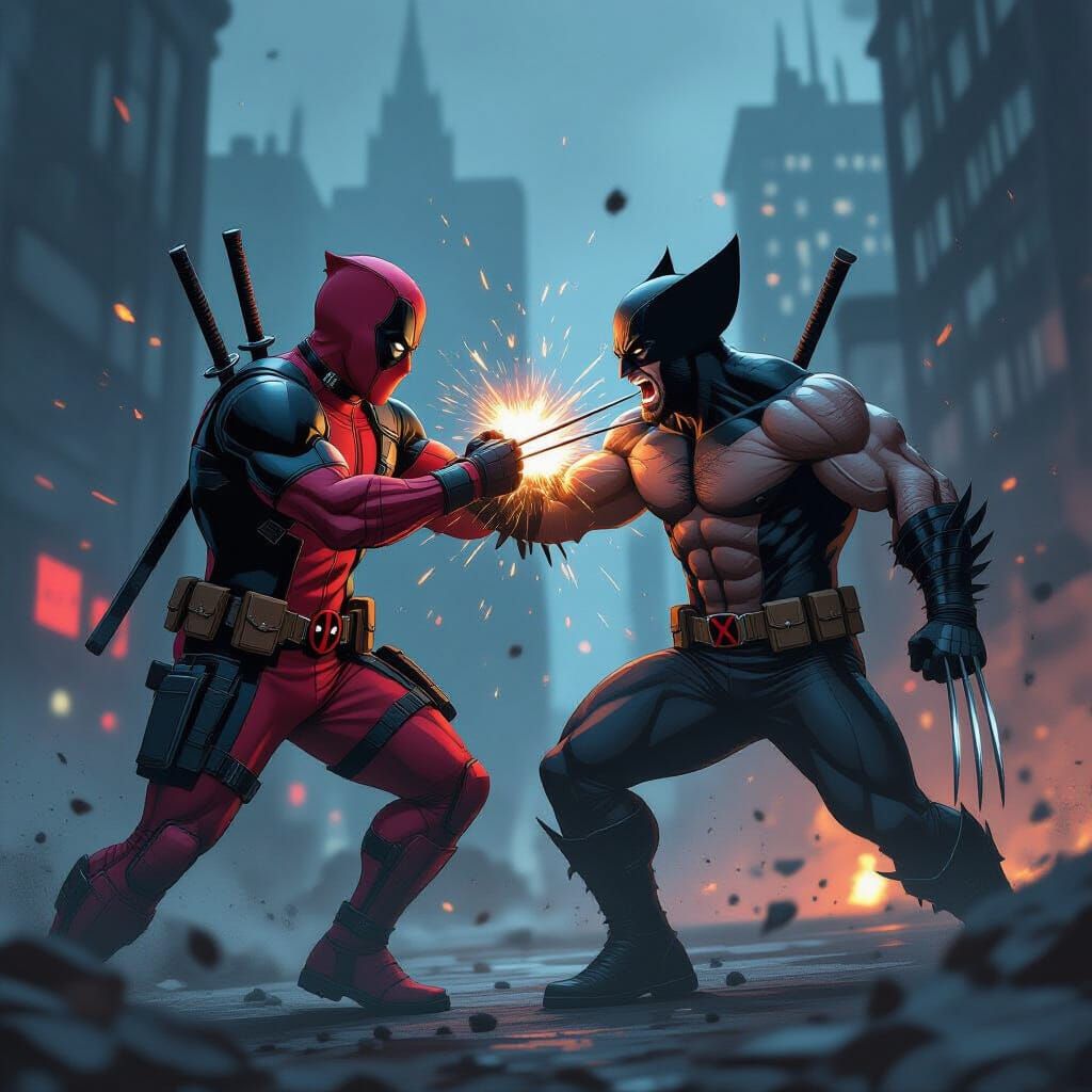 Deadpool vs Wolverine: Gritty Comic Book Battle