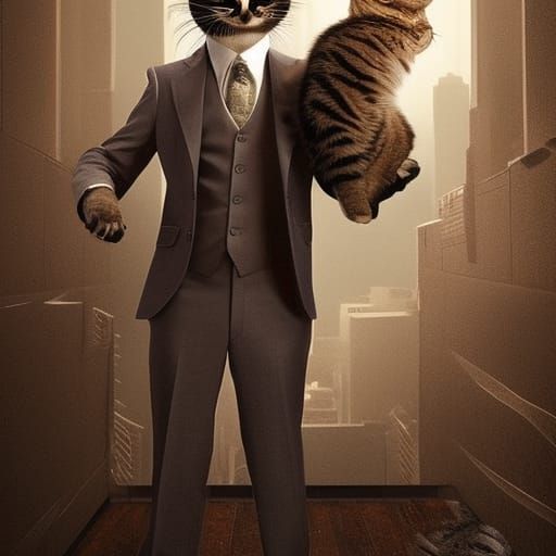 Cat in a Suit Digital Painting