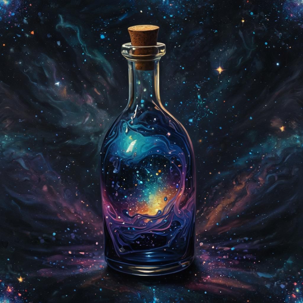 Opalescent Potion Bottle in Magical Realism Style