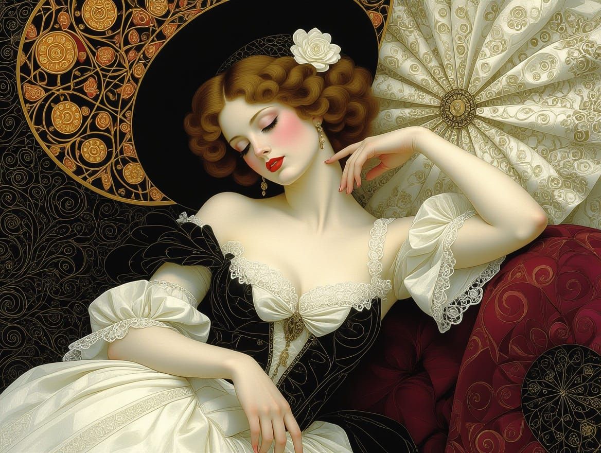 Baroque Woman in Surreal Biomechanical Dreamscape