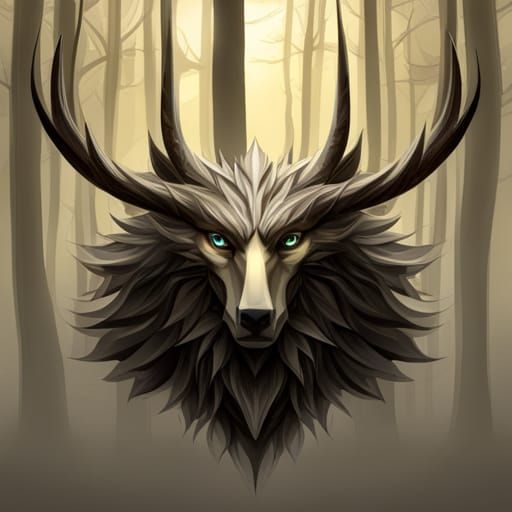 Mystical Forest Beast of Trees and Stars