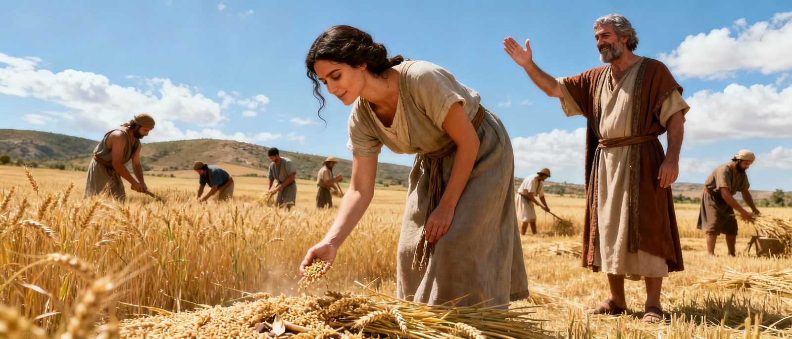 Ruth Gleaning in Boaz's Field - Hyperrealistic