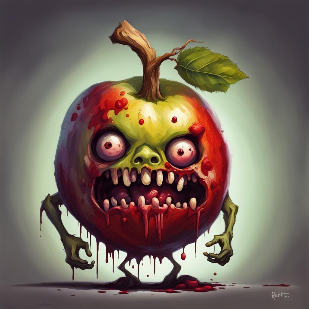 Sinister Zombie Fruit Character Art