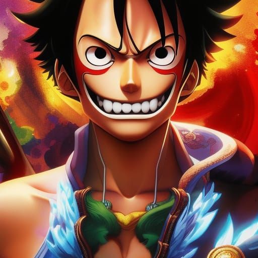 Hyperdetailed Portrait of Monkey D. Luffy in Splash Art