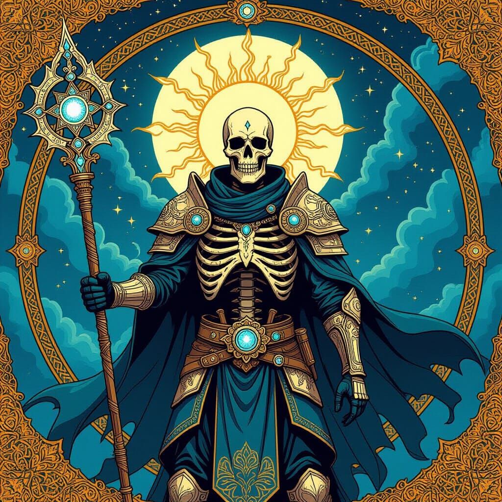 Zentangle Bone Doctor in Gold Armor with Platinum Staff