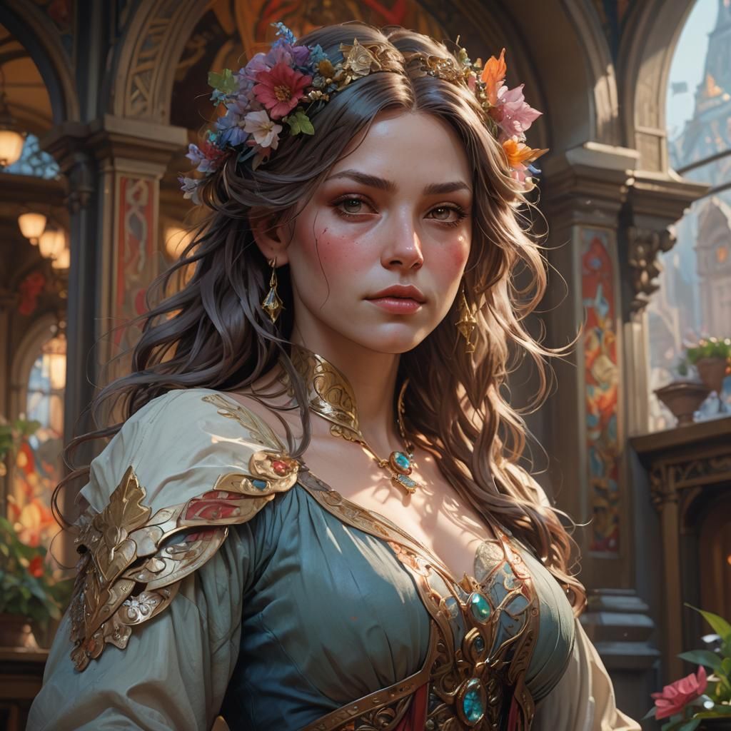 Detailed Portrait of a Woman in Digital Art Style