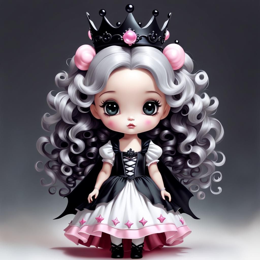 Cute Gothic Fairy Chibi Girl in Halloween Time
