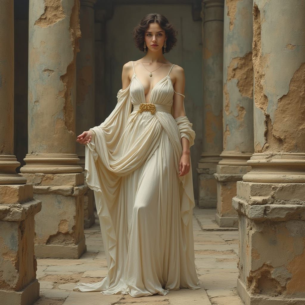 Elegant Woman in Classical Roman Ruins