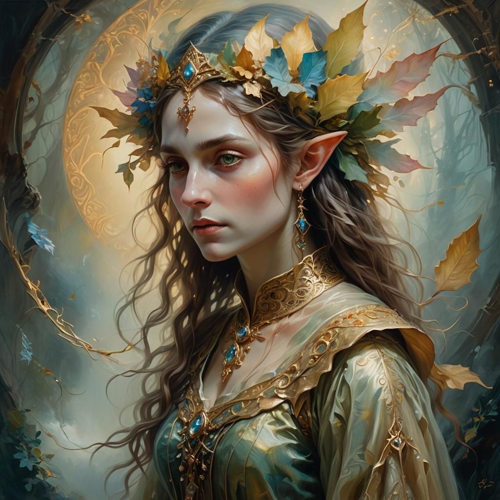 Ethereal Elf Portrait in Dreamlike Fantasy Environment