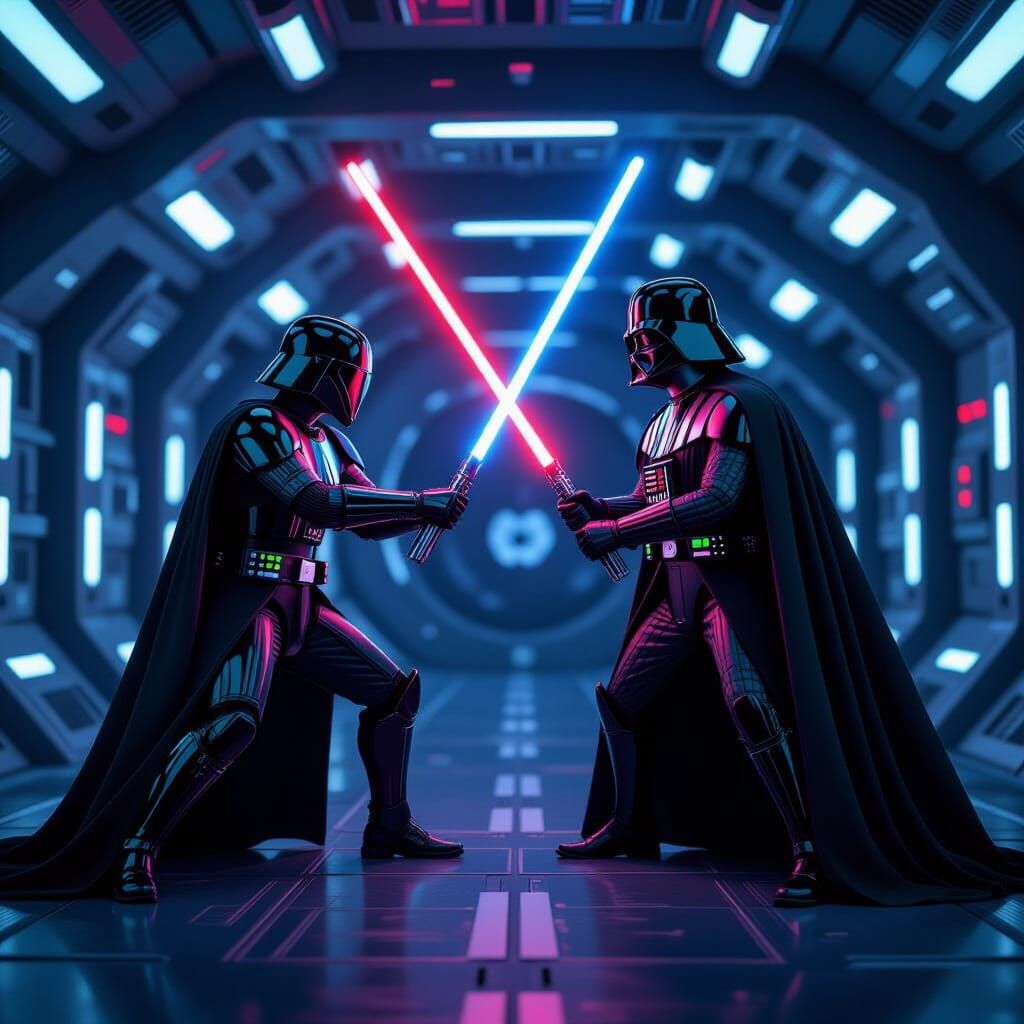Epic AI Warrior Lightsaber Duel on the Death Star