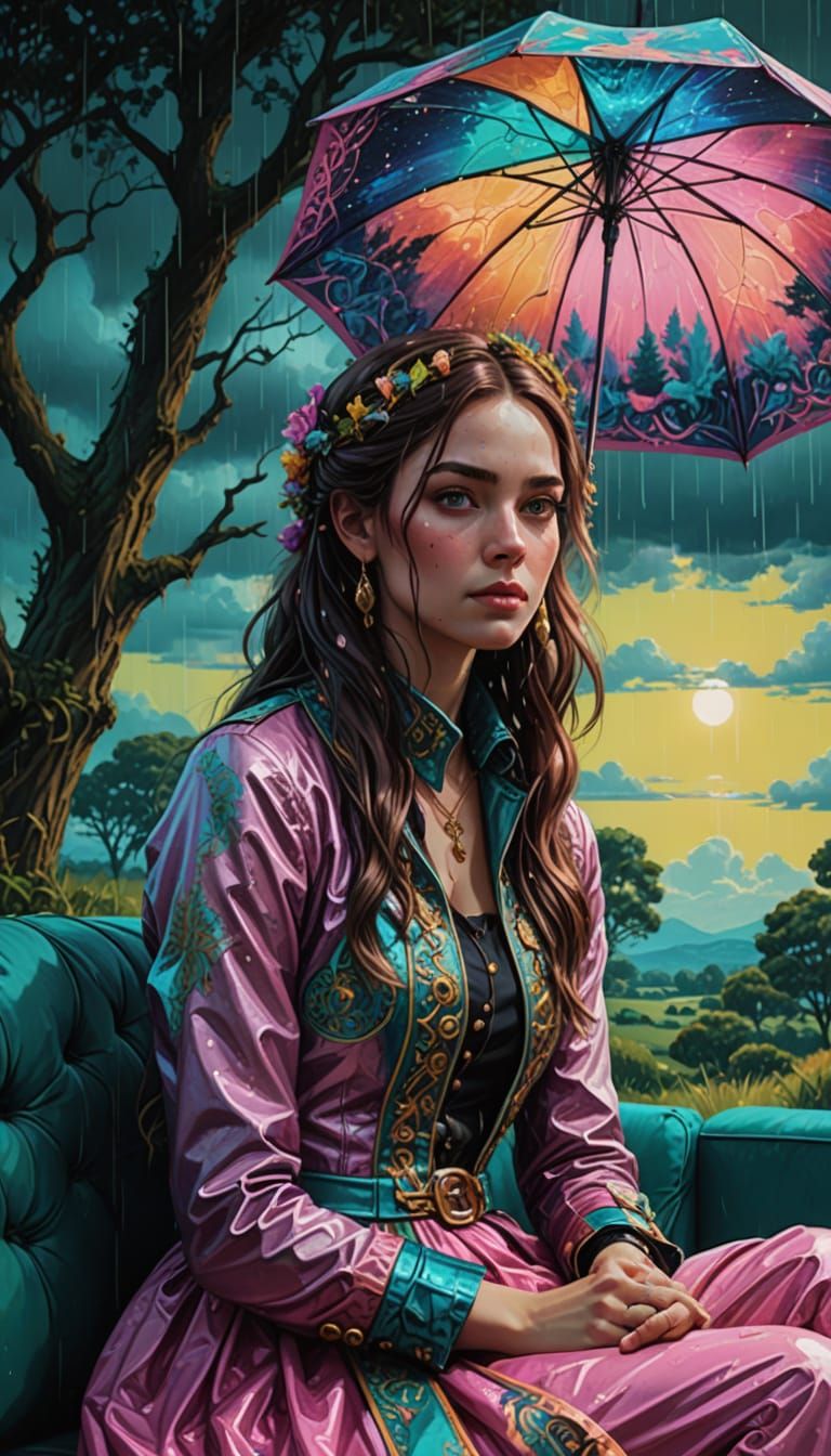 Whimsical Fairytale Romance Novel Cover in Psychedelic Renai...