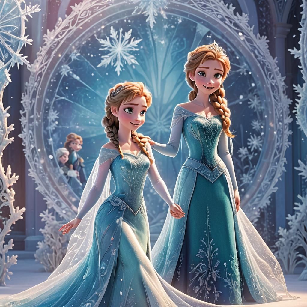 Elsa and Anna in Majestic Ice Palace