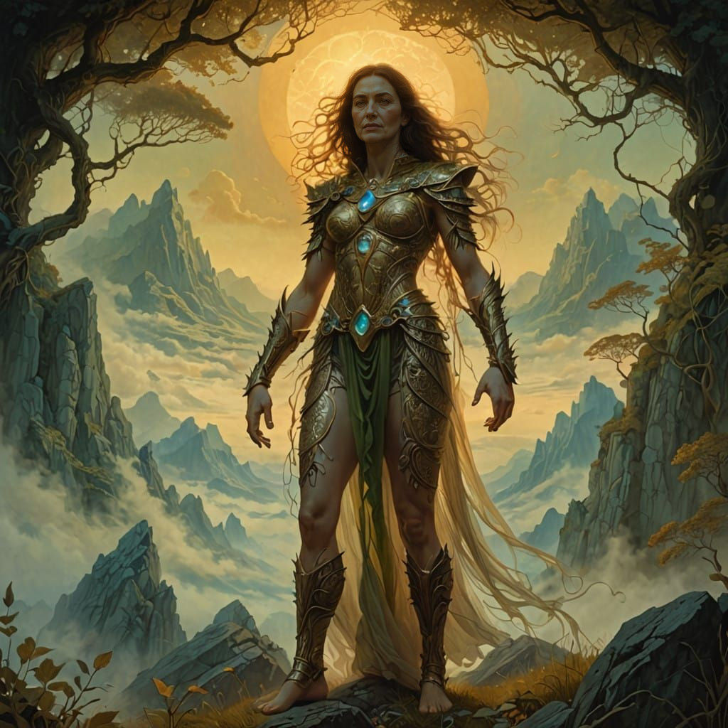 Giantess of the Mountains in an Epic Fantasy Style