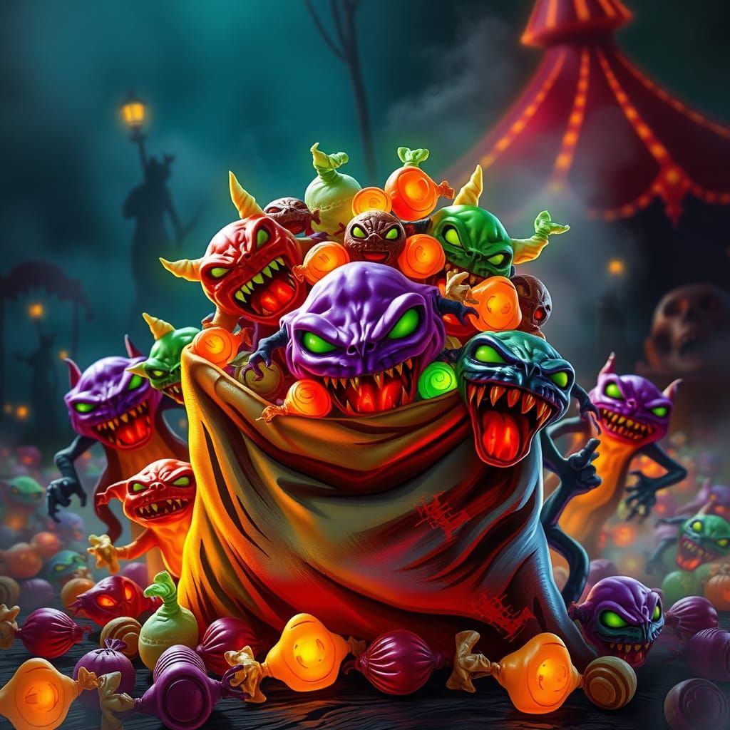 Monstrous Candy Horde Erupts from Trick-or-Treat Bag
