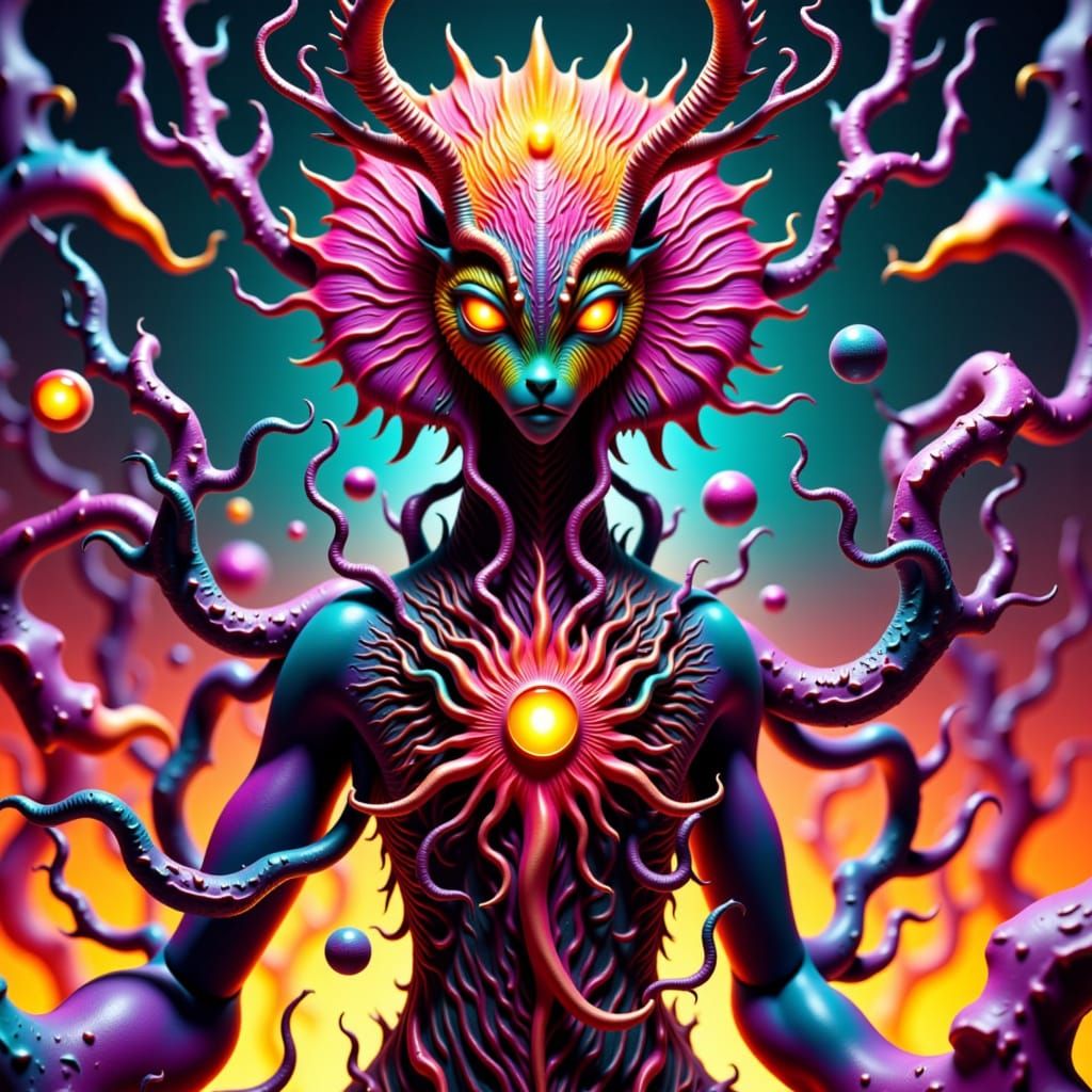 Kaleidoscopic Creature Mandala Inspired by Escher