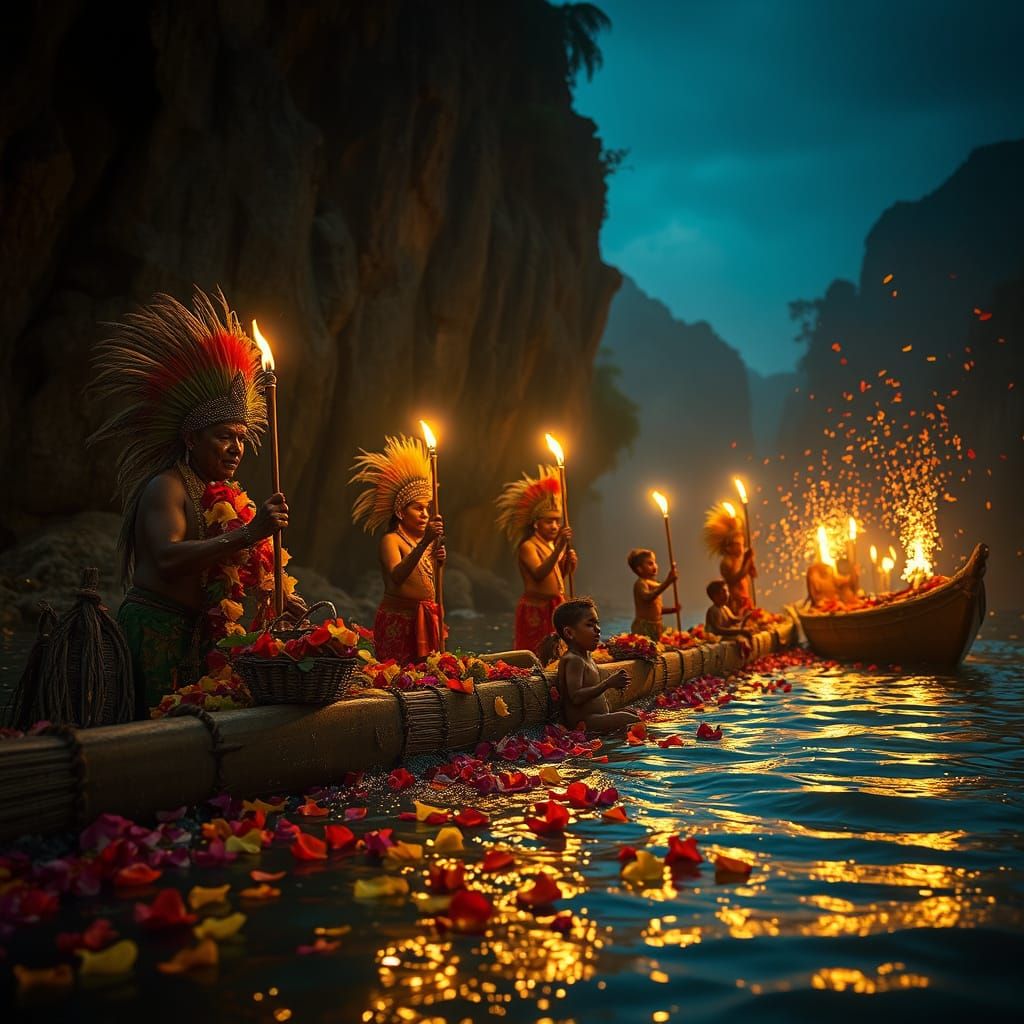 Mayan River Festival: Sacred Canoes Decorated with Feathers ...