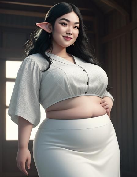 Hyperrealistic Portrait of a Plus-Size Elf Woman