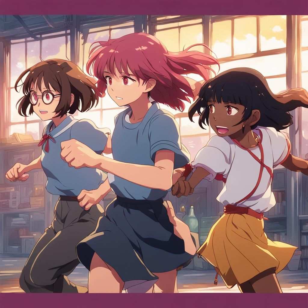 Anime Girls Bully Nerd: Studio Ghibli Style