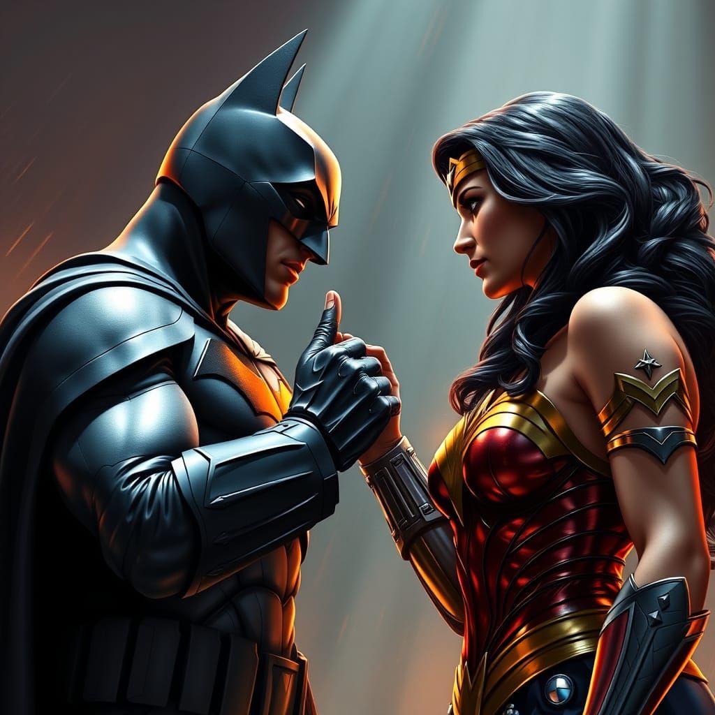 Batman Courts Wonder Woman with Hand Kiss in Hyperrealistic ...