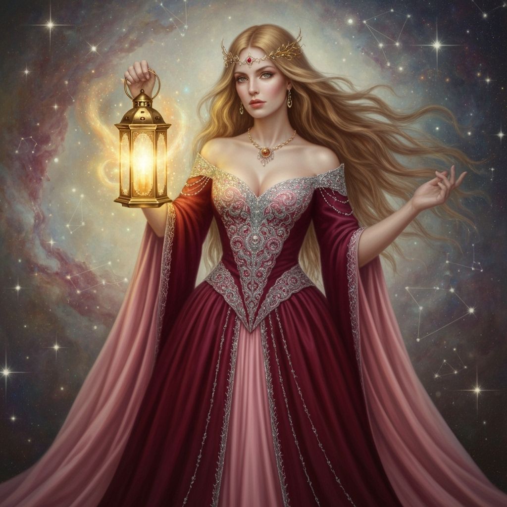 Enchanting Sorceress Portrait in Dreamy Oil Painting Style