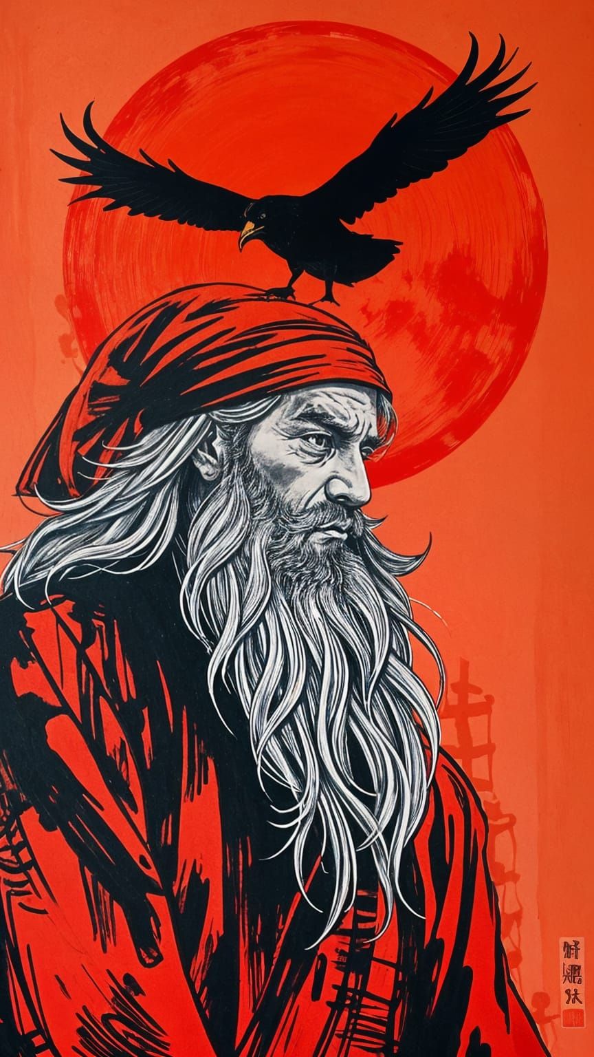 Cyberpunk Wizard in Disheveled Japanese Style