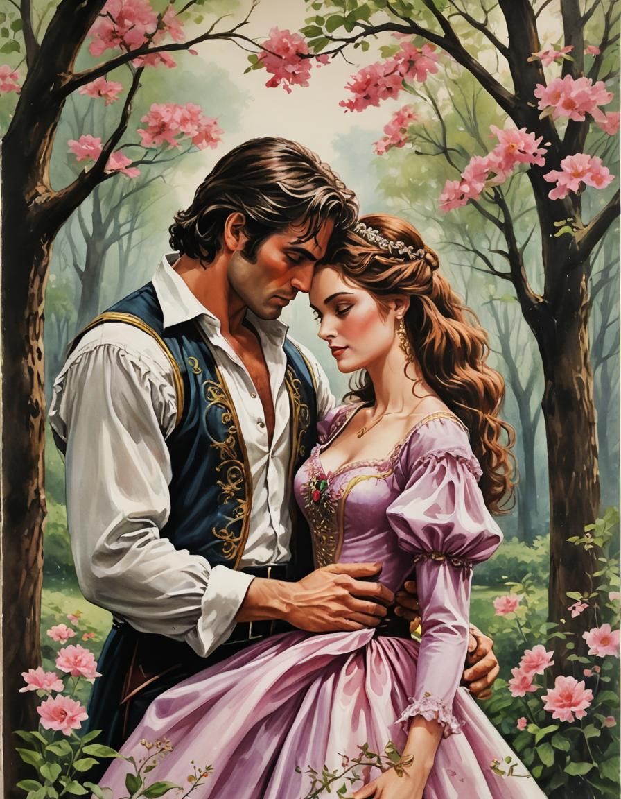 Romantic Novel Cover: Hand-Painted Design