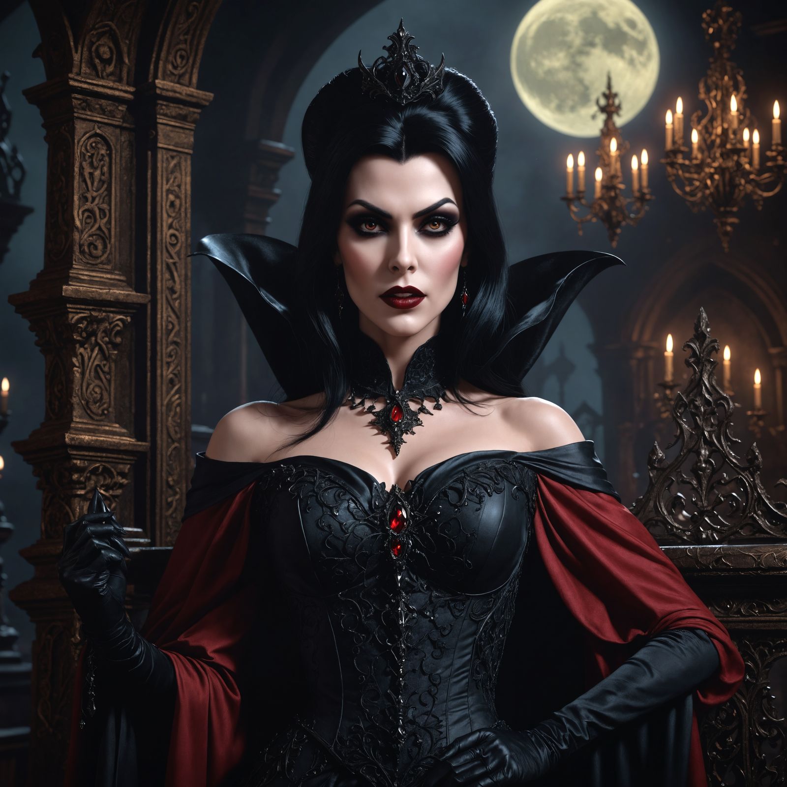 Elegant Vampire Queen in Detailed Fantasy Art