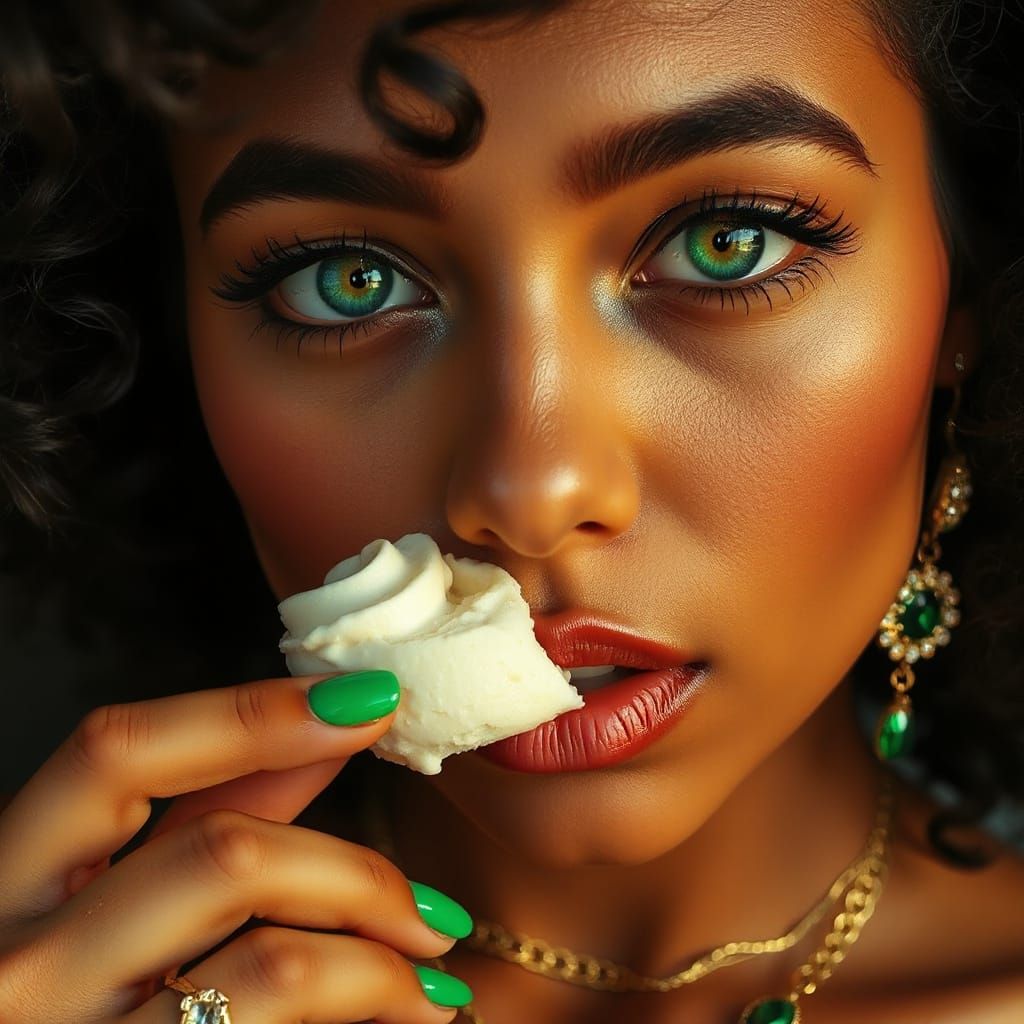 Hyper-Realistic Portrait of a Woman with Emerald Eyes