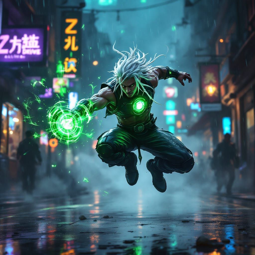Cybernetic Ekko in Arcane Style with Green Time Energy