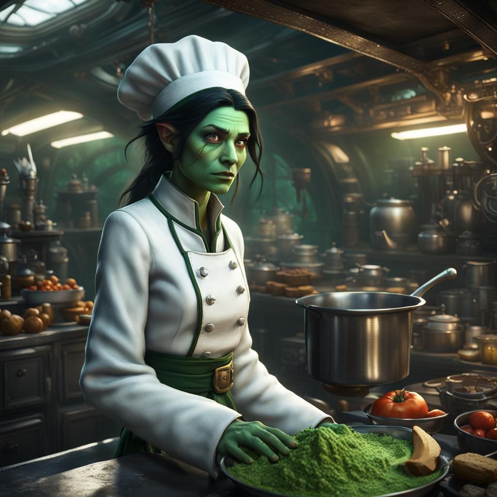 Elf Chef on Airship in Fantasy Concept Art