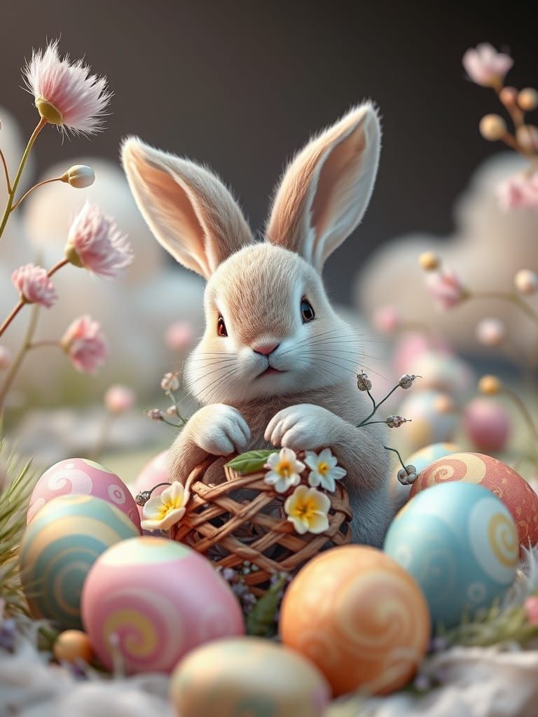 Dreamy Easter Bunny in Whimsical Wonderland