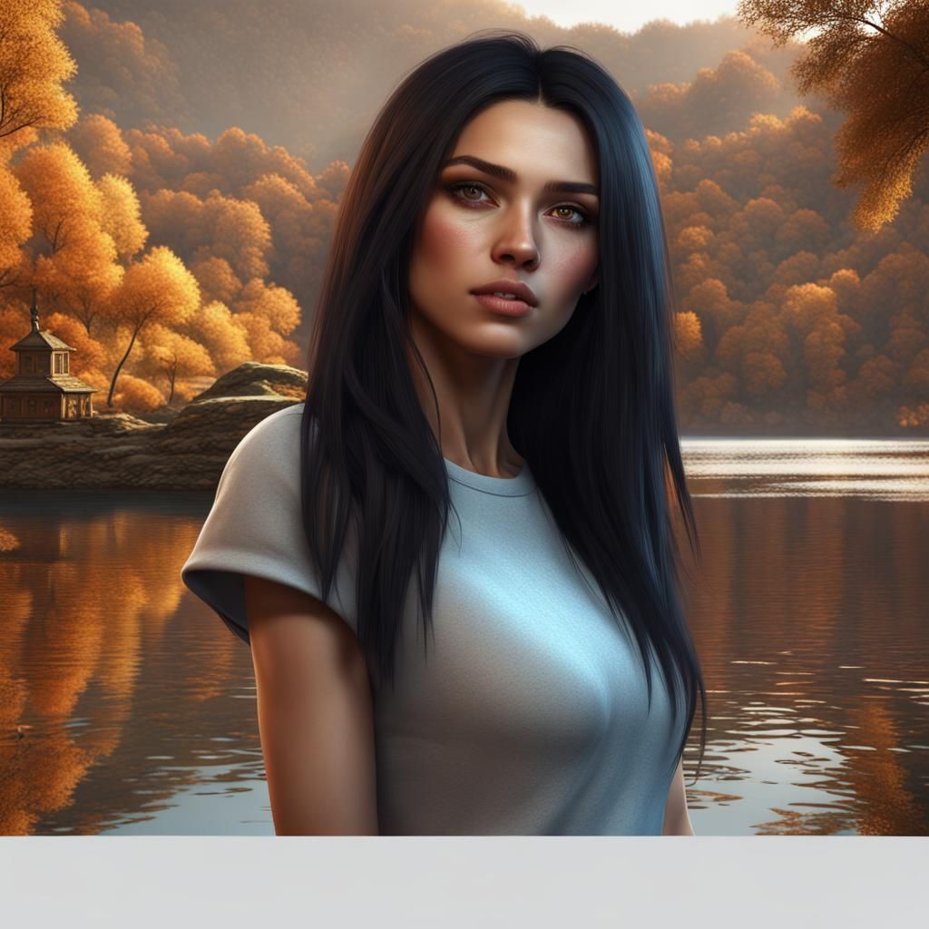 Attractive Girl on Lake: Fantasy Concept Art