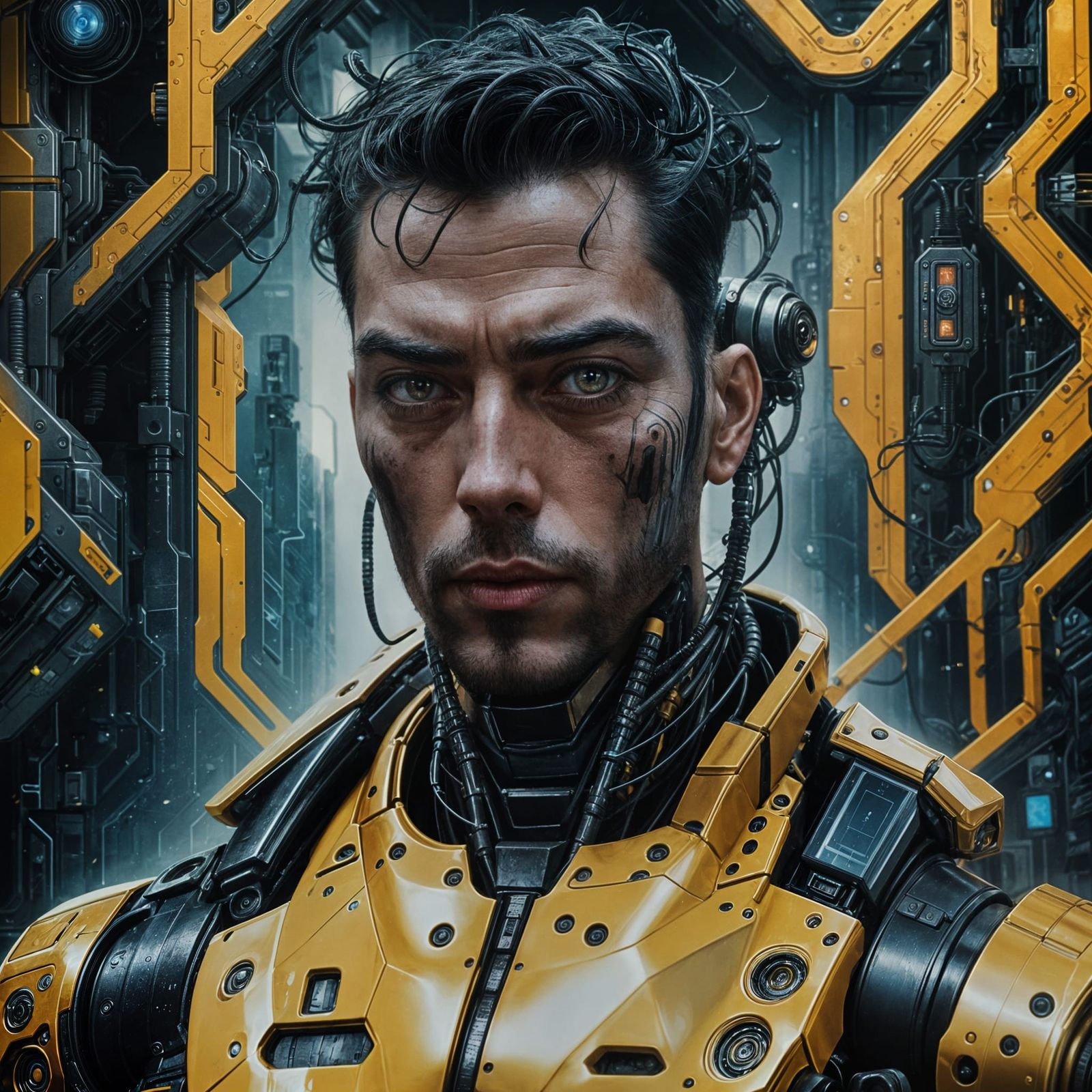Hyperrealistic Portrait of a Detailed Cyborg Man