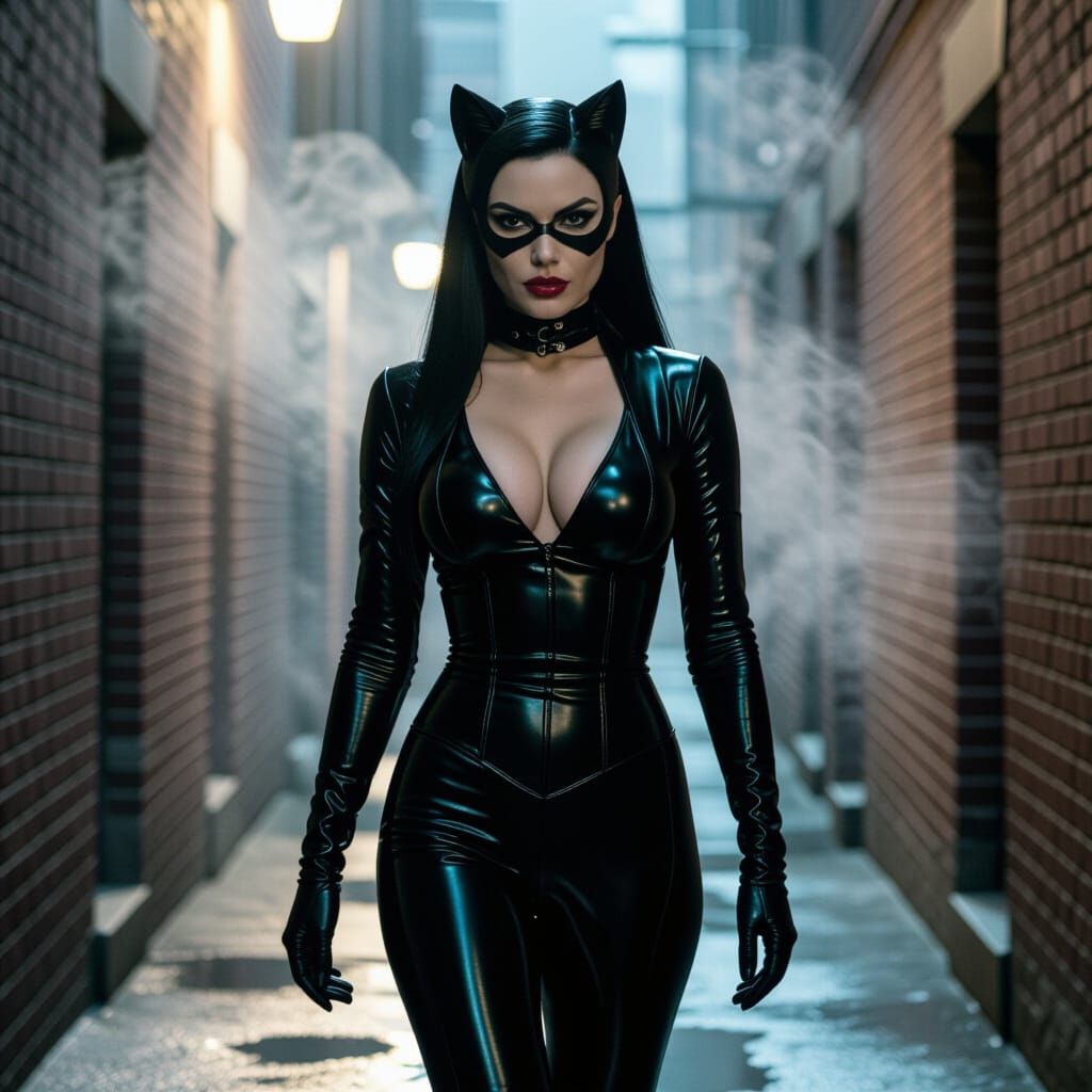 Catwoman Prowls Gotham City in Cinematic Style