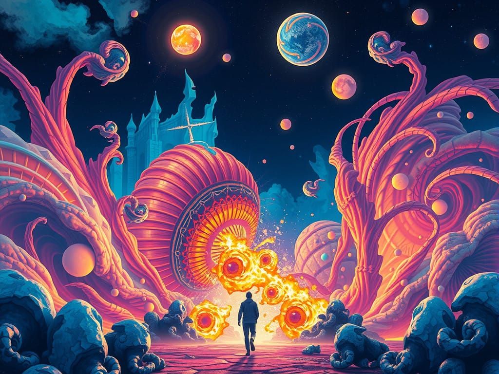 Electric Dreamscape in Neon and Starlight