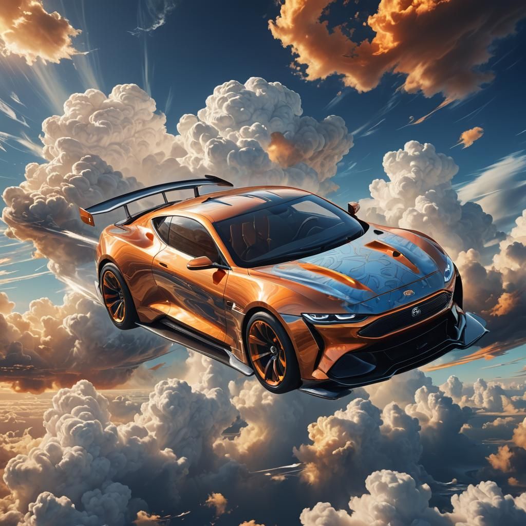 Futuristic Car Concept Art in the Sky