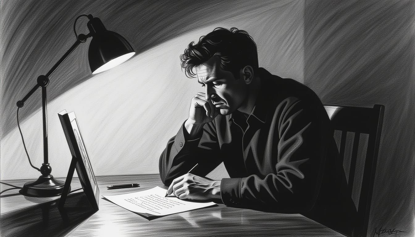 Hyperdetailed Charcoal Drawing with Deep Shadows