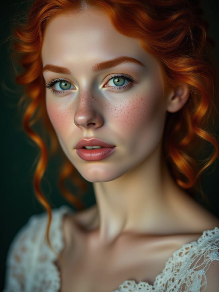 Jewish Woman in Retro Fashion with Ginger Hair