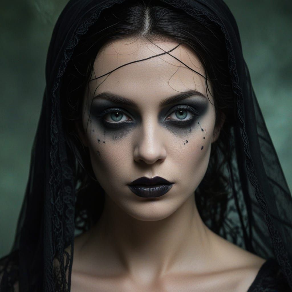 Ethereal Woman in Dark Fantasy Gothic Style