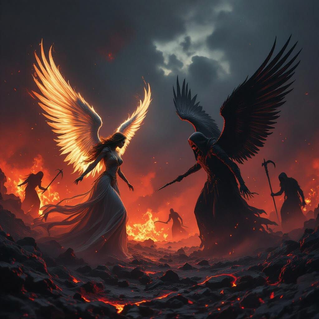 Angels vs Demons in Fiery Inferno - Dark Fantasy Horror