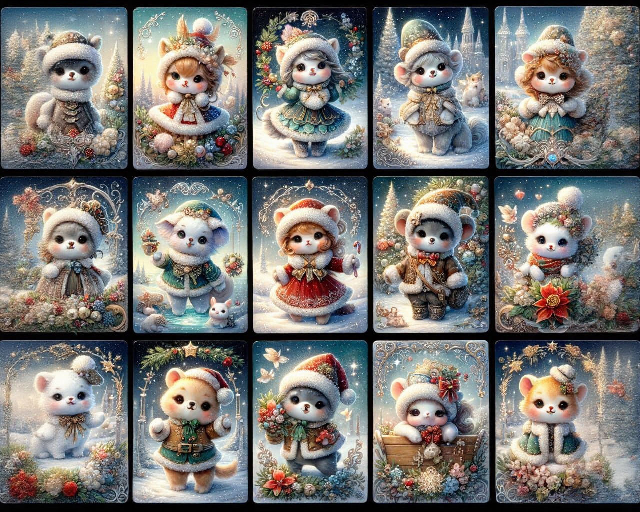 Charming Winter Animals in Watercolor Christmas Cards