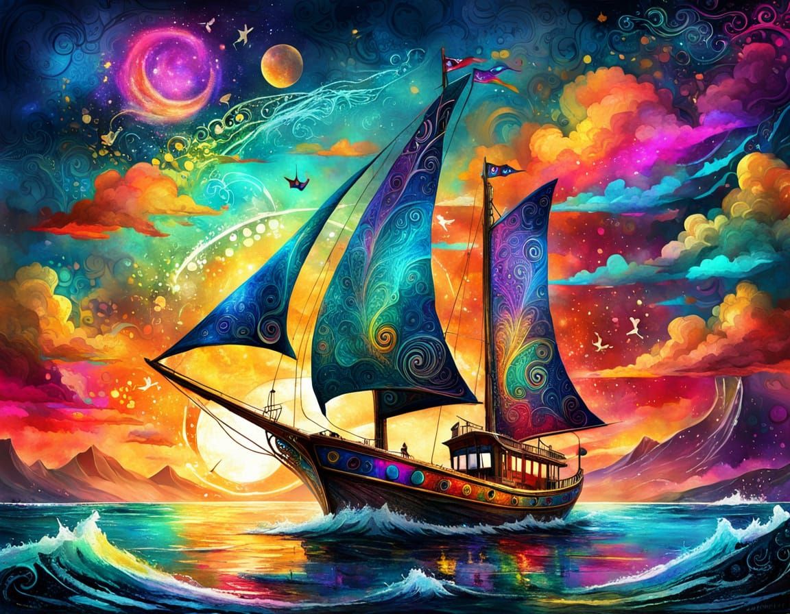 Epic Fantasy Sailboat Concept Art