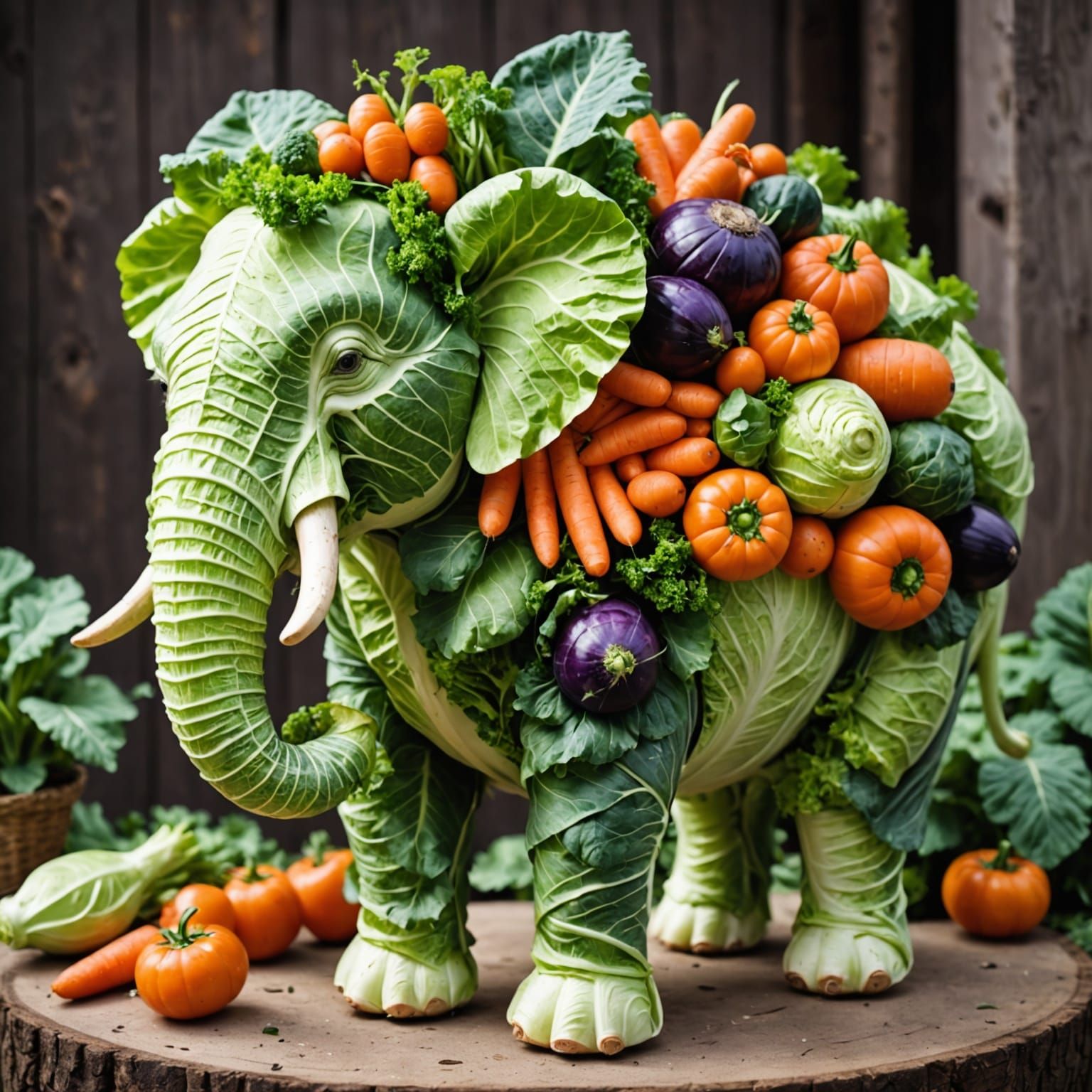 Vegetable Elephant Sculpture: Whimsical Food Art