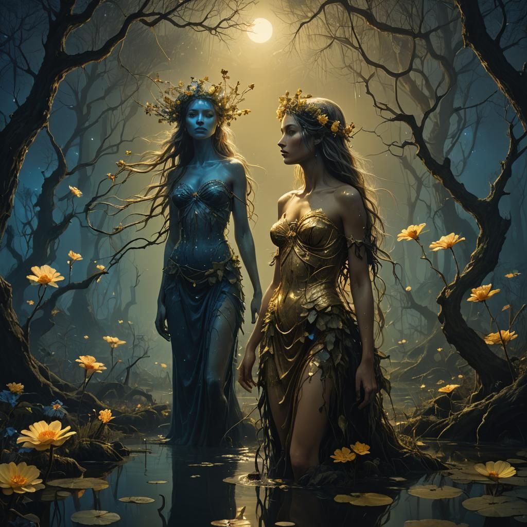 Aphrodite in Dark Forest, Beksiński Style