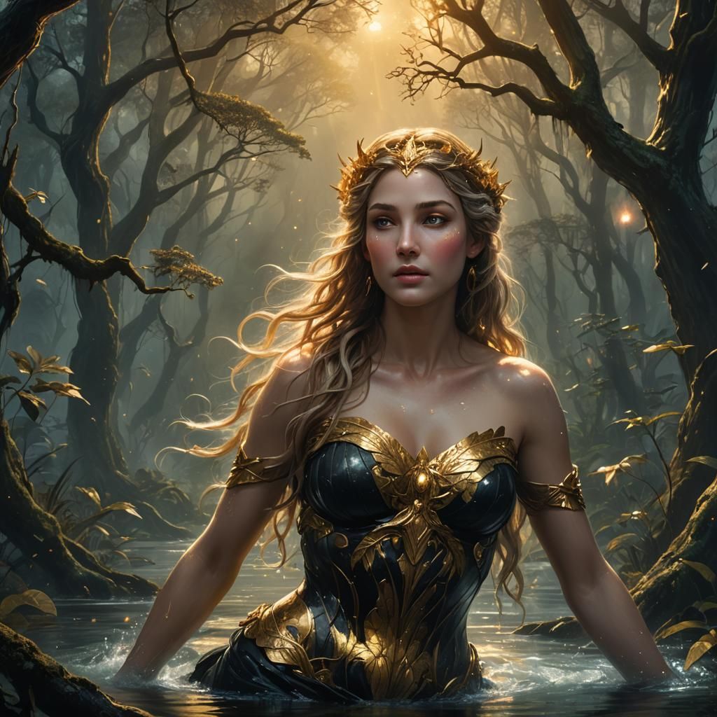 Aphrodite Emerges from Mystical Swamp Forest