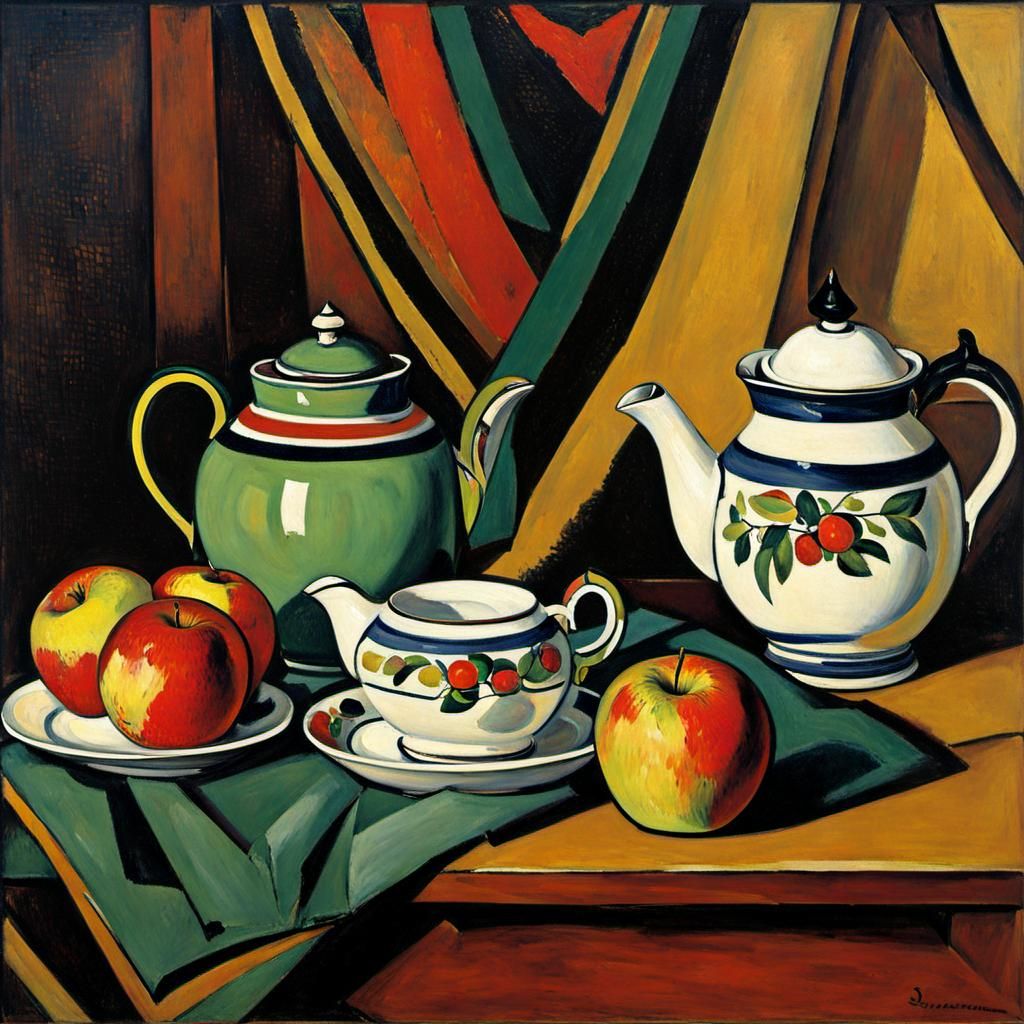 Apples, Teapot and Jug: Classical Still Life