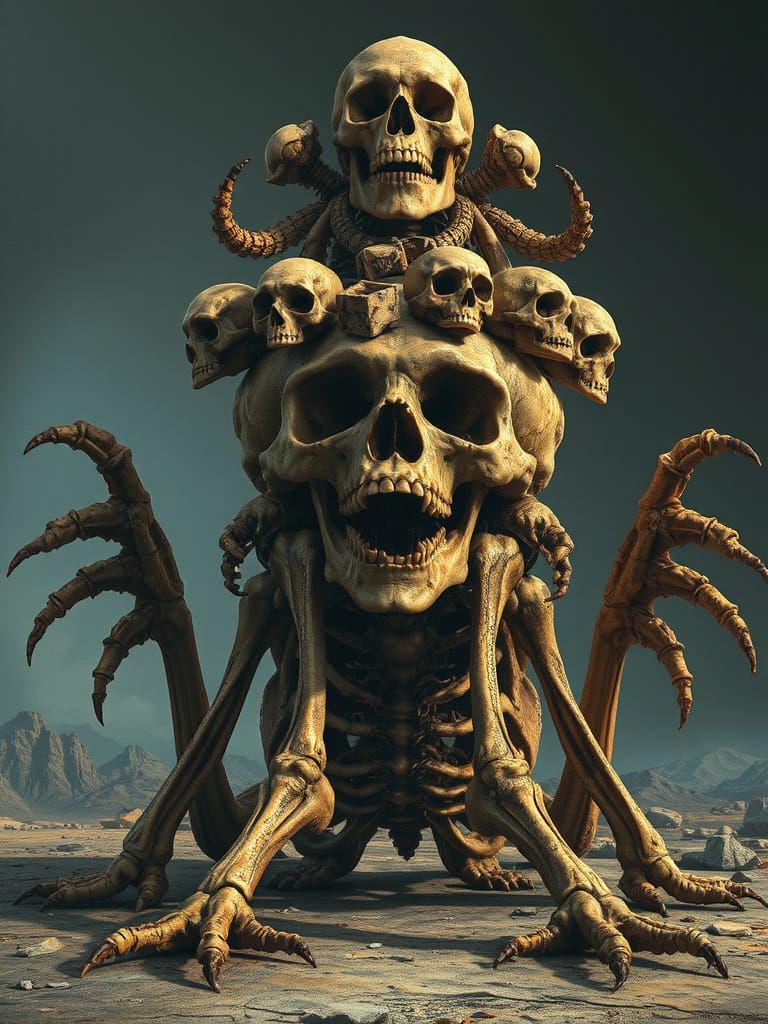 Rusted Bone Pile in Gothic Horror Style