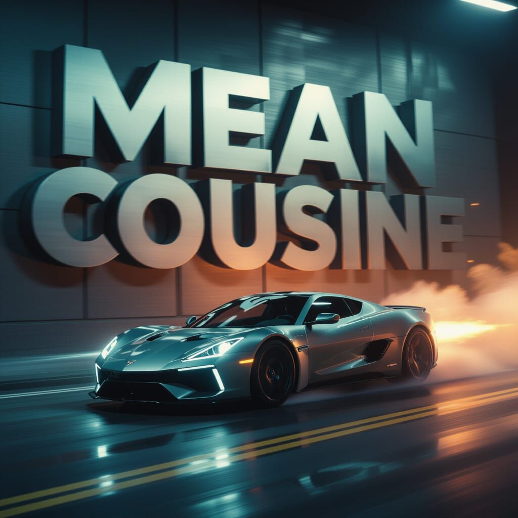 Car Speeding Through Metallic Logo: Cinematic Still
