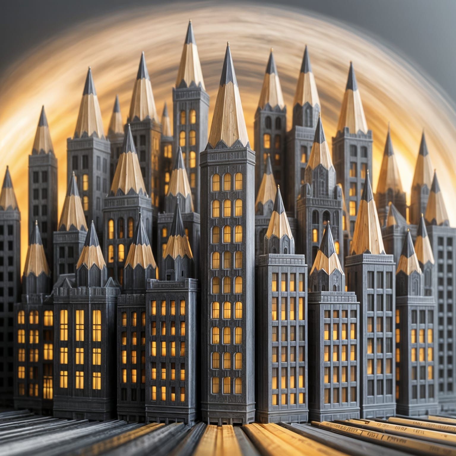 Pencil Cityscape: Architecture from Sharpened Tips